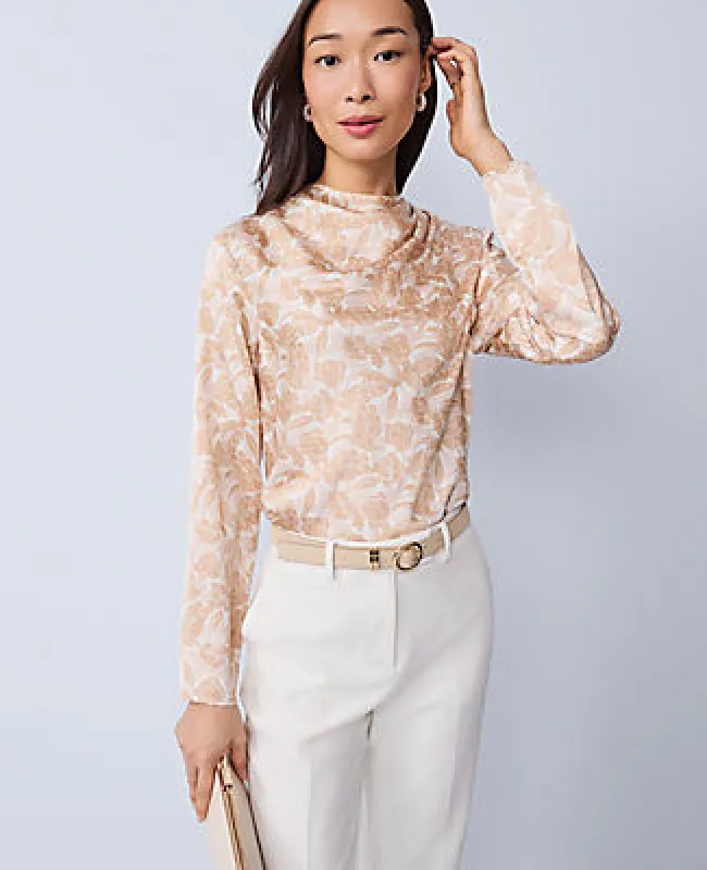 Ann Taylor Floral Asymmetric Satin Top sold by Ann Taylor