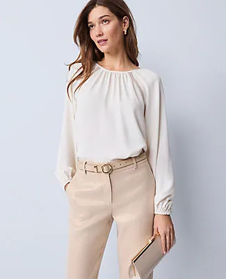 Ann Taylor Lace Trim Mixed Media Blouse sold by Ann Taylor