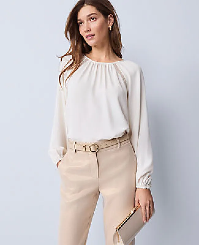 Ann Taylor Lace Trim Mixed Media Blouse sold by Ann Taylor