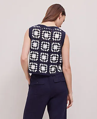 Ann Taylor Petite Weekend Collection Geo Crochet Sweater Shell Top sold by Ann Taylor product image thumbnail 2