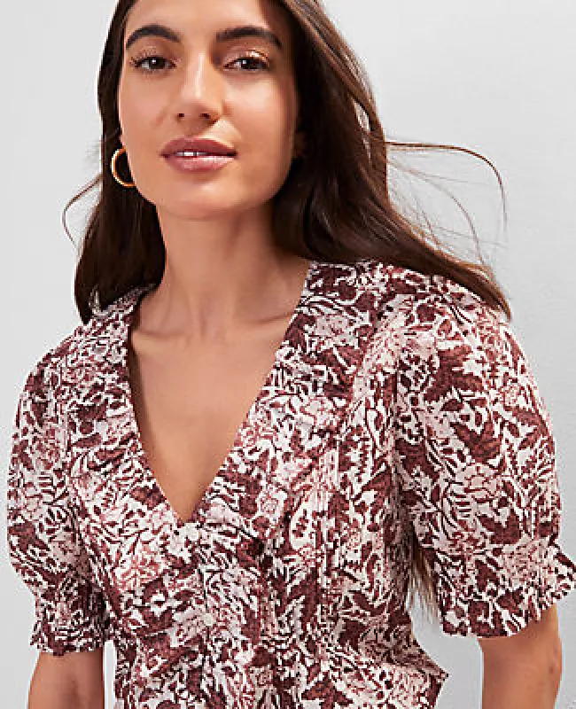 Ann Taylor Weekend Collection Floral Embroidered Ruffle Top sold by Ann Taylor