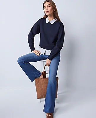 Ann Taylor Weekend Collection Layered Mix Media Sweatshirt sold by Ann Taylor product image thumbnail 3
