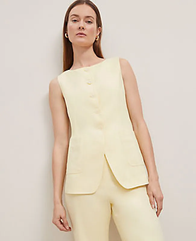 Ann Taylor Petite Linen Blend Long Vest sold by Ann Taylor
