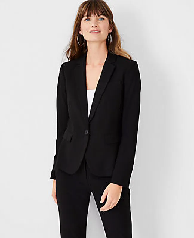 Ann Taylor The Petite One-Button Blazer in Seasonless Stretch sold by Ann Taylor