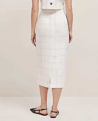 Ann Taylor The Petite Clean Midi Skirt in Windowpane Linen Blend sold by Ann Taylor product image thumbnail 3