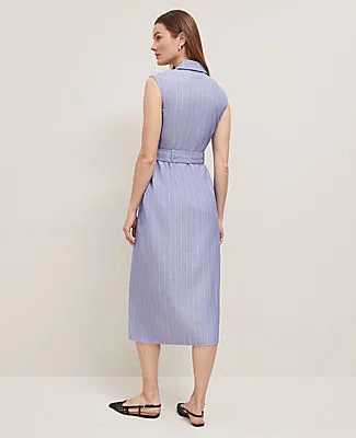 Ann Taylor The Petite Belted Blazer Wrap Dress in Pinstripe sold by Ann Taylor product image thumbnail 2