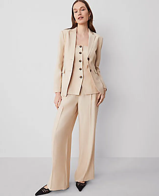 Ann Taylor The Belted Wide-Leg Pant in Twill sold by Ann Taylor