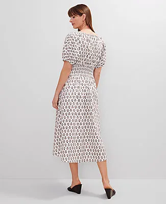 Ann Taylor Floral Smocked Puff Sleeve Midi Dress sold by Ann Taylor product image thumbnail 2