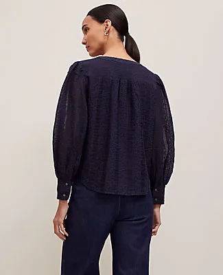 Ann Taylor Petite Embroidered V-Neck Popover Top sold by Ann Taylor product image thumbnail 2