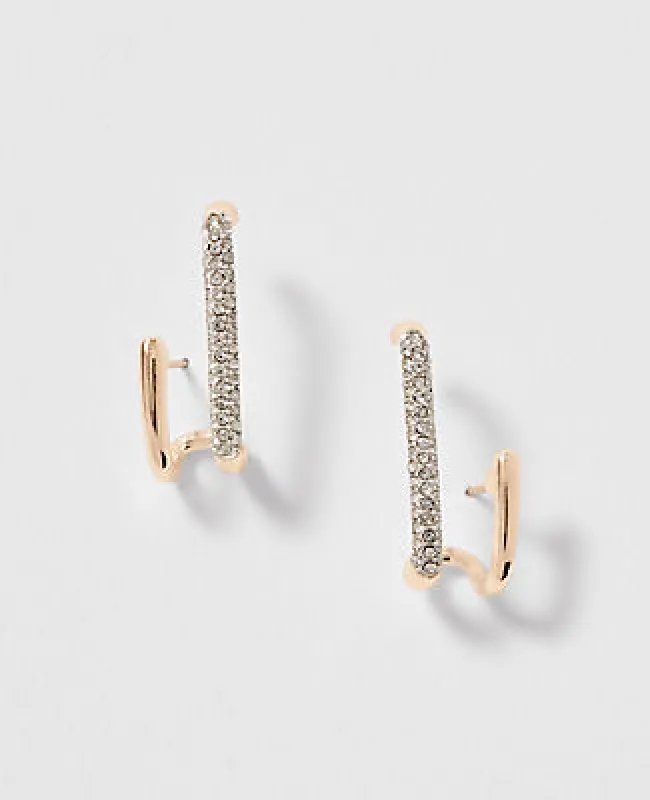 Ann Taylor Pavé Double Loop Drop Earrings sold by Ann Taylor