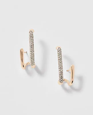 Ann Taylor Pavé Double Loop Drop Earrings sold by Ann Taylor