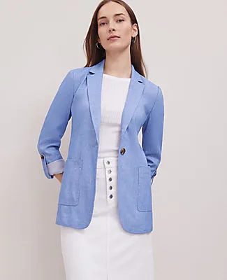 Ann Taylor Petite Weekend Collection Roll Sleeve Linen Blend Blazer sold by Ann Taylor product image thumbnail 3