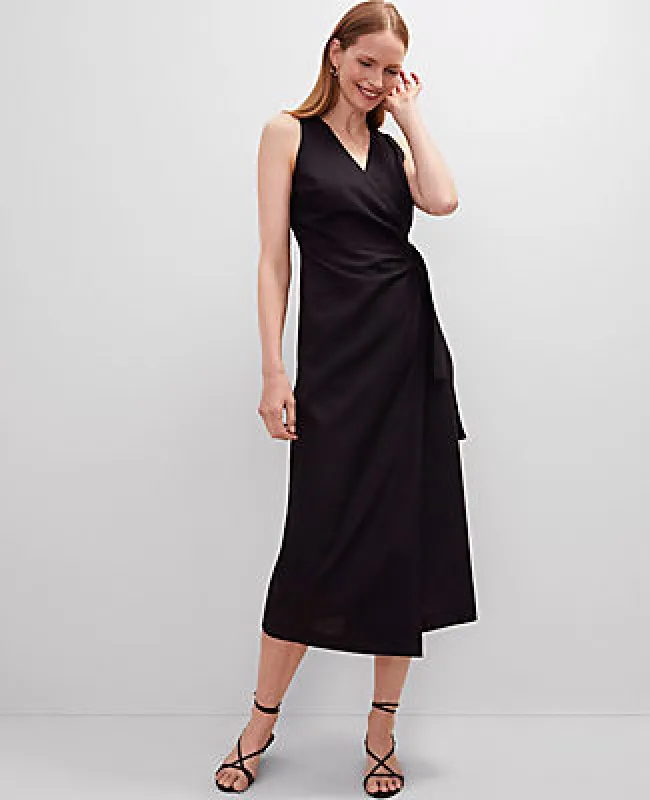 Ann Taylor Petite Linen Blend V-Neck Wrap Dress sold by Ann Taylor