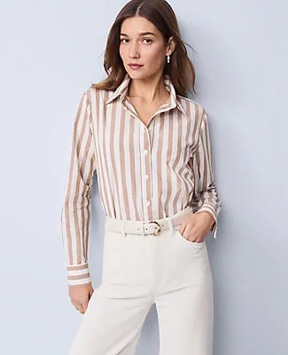 Ann Taylor Weekend Collection Striped Relaxed Perfect Shirt sold by Ann Taylor