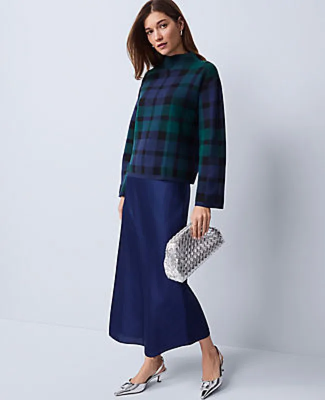 Ann Taylor Plaid Mock Neck Sweater sold by Ann Taylor