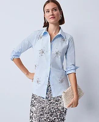 Ann Taylor Embellished Relaxed Perfect Shirt sold by Ann Taylor