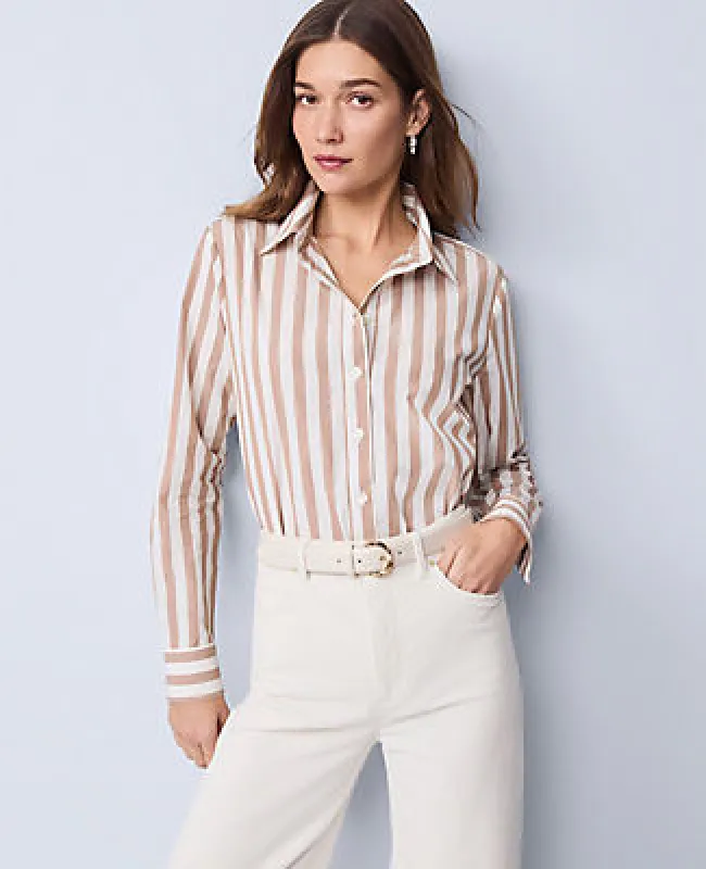 Ann Taylor Weekend Collection Striped Relaxed Perfect Shirt sold by Ann Taylor