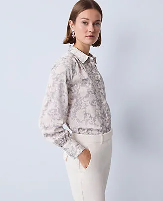 Ann Taylor Floral Satin Button Down Shirt sold by Ann Taylor