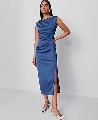 Ann Taylor Asymmetric Satin Sheath Dress sold by Ann Taylor