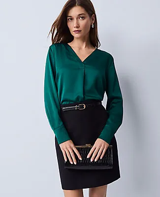 Ann Taylor Mixed Media Pleat Front Top sold by Ann Taylor