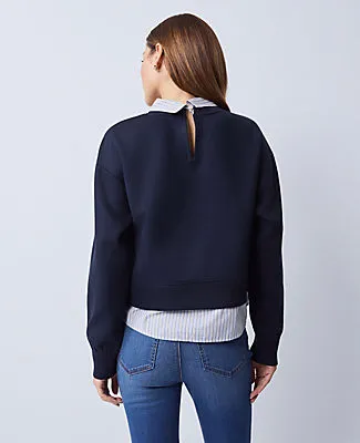 Ann Taylor Weekend Collection Layered Mix Media Sweatshirt sold by Ann Taylor product image thumbnail 2