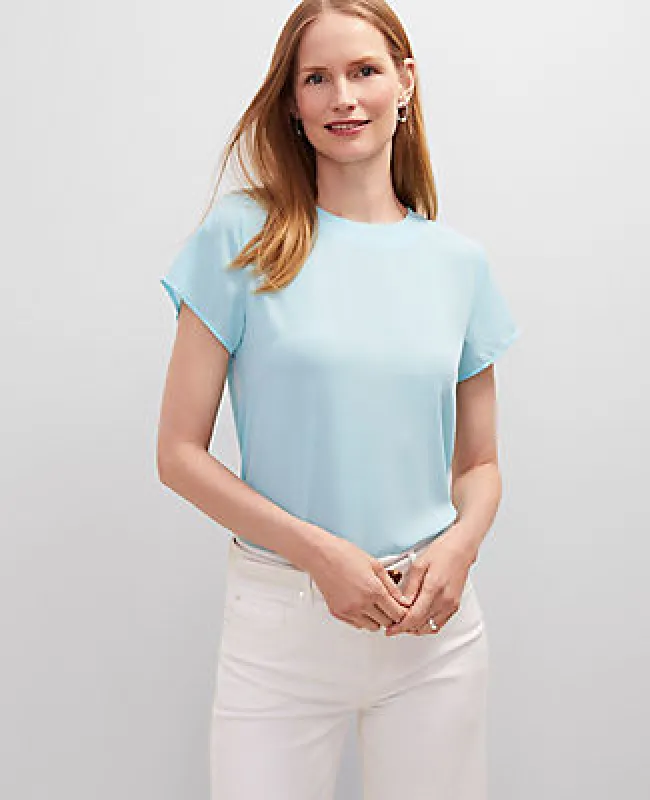 Ann Taylor Mixed Media Crew Neck Tee sold by Ann Taylor