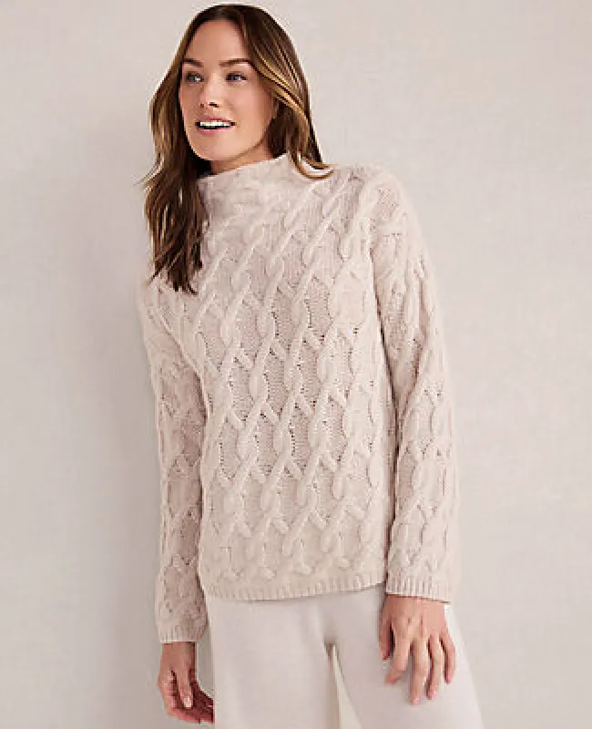 Ann Taylor Haven Well Within Cashmere Allover Cable Mockneck Sweater sold by Ann Taylor