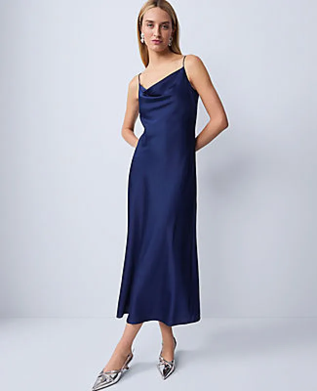 Ann Taylor Petite Satin Cowl Neck Slip Dress made by Ann Taylor