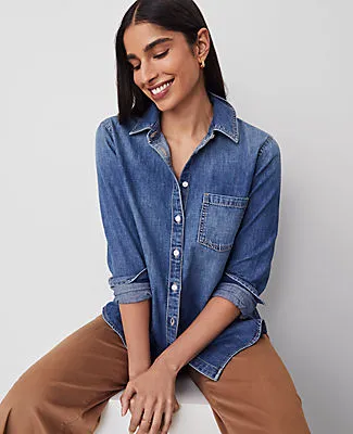 Ann Taylor Weekend Collection Denim Pocket Shirt sold by Ann Taylor product image thumbnail 3