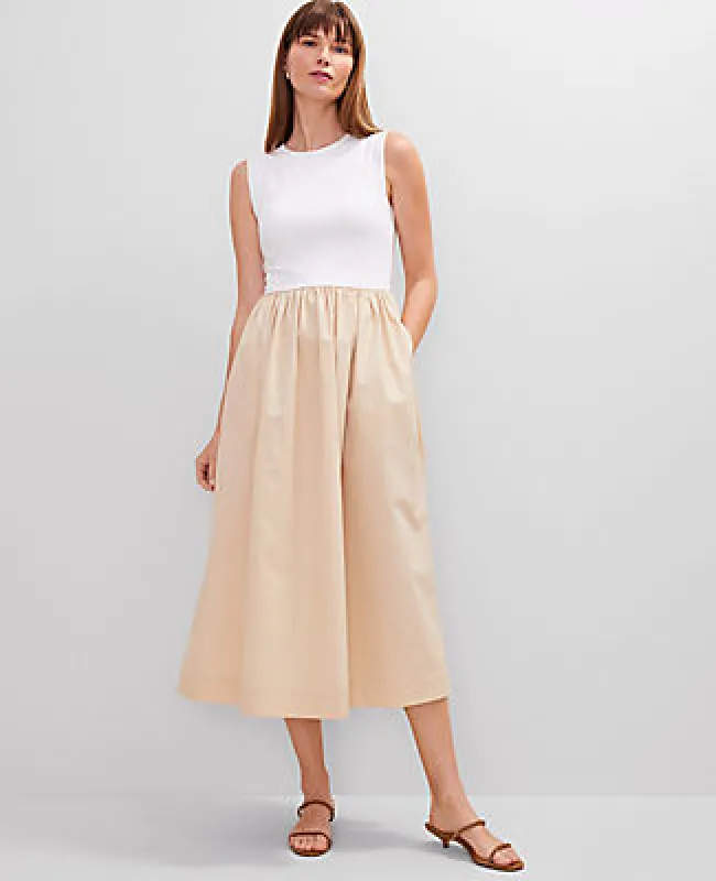 Ann Taylor Petite Crew Neck Mixed Media Flare Dress sold by Ann Taylor