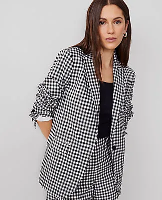 Ann Taylor The Petite Longline Blazer in Gingham sold by Ann Taylor product image thumbnail 4
