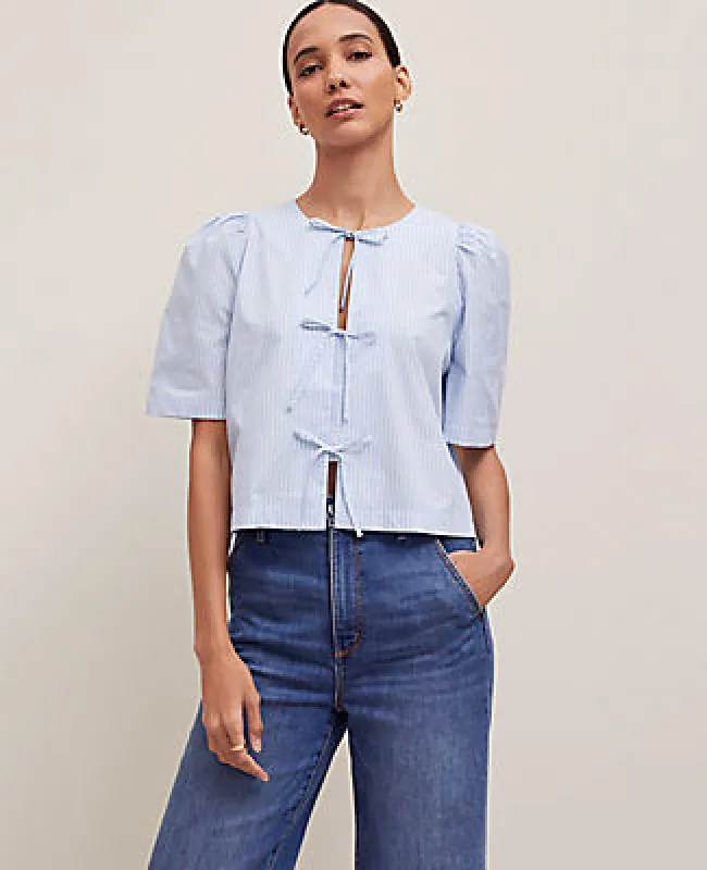 Ann Taylor Striped Triple Tie Blouse sold by Ann Taylor