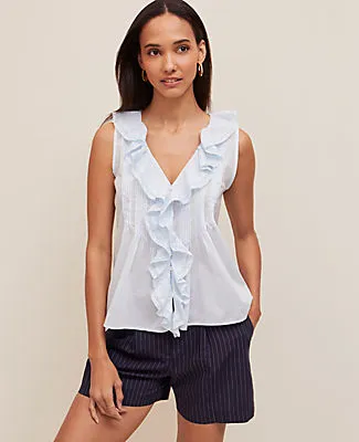 Ann Taylor Pintucked Ruffle Sleeveless Top sold by Ann Taylor product image thumbnail 3