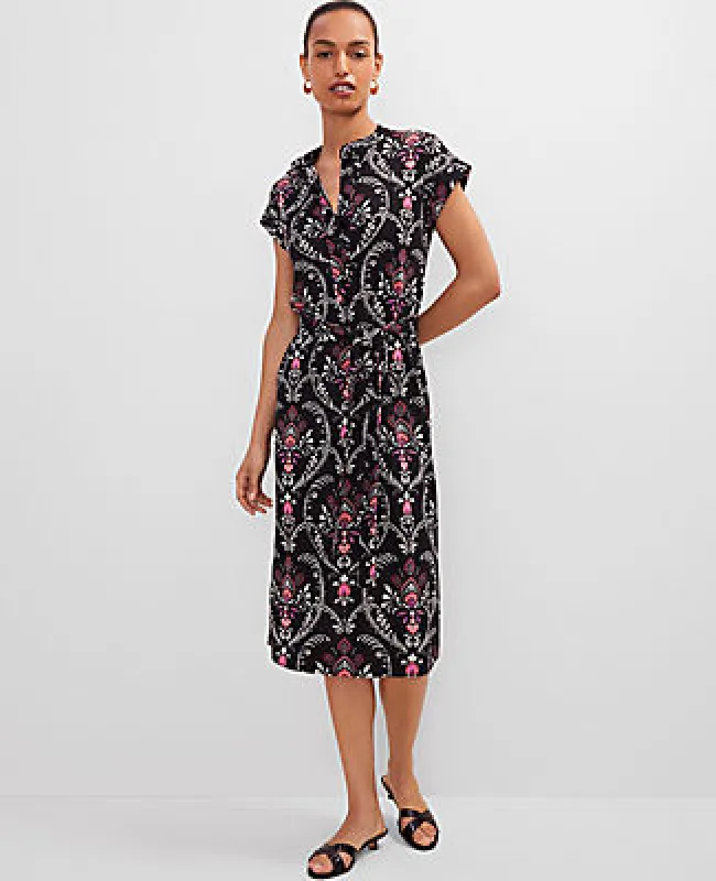 Ann Taylor Floral Knit Belted Shirtdress sold by Ann Taylor