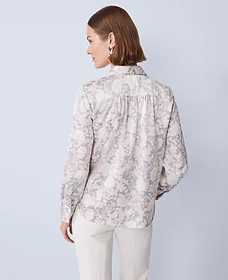 Ann Taylor Floral Satin Button Down Shirt sold by Ann Taylor product image thumbnail 2