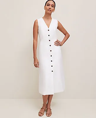 Ann Taylor Petite Linen Blend V-Neck Shirtdress sold by Ann Taylor