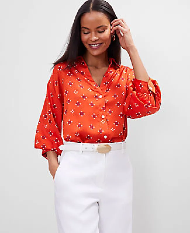 Ann Taylor Petite Geo Blouson Sleeve Shirt sold by Ann Taylor