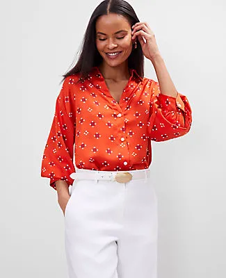 Ann Taylor Petite Geo Blouson Sleeve Shirt sold by Ann Taylor