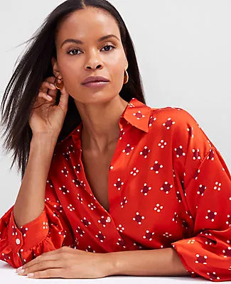 Ann Taylor Petite Geo Blouson Sleeve Shirt sold by Ann Taylor product image thumbnail 3