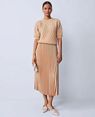 Ann Taylor Satin Pleated Midi Skirt sold by Ann Taylor product image thumbnail 5