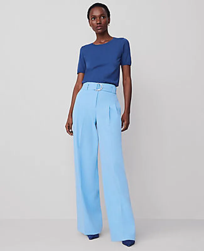 Ann Taylor The Petite Belted Wide-Leg Pant sold by Ann Taylor