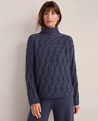 Ann Taylor Haven Well Within Cashmere Allover Cable Mockneck Sweater sold by Ann Taylor