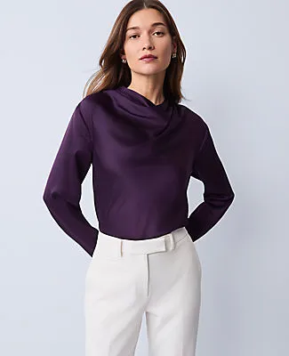 Ann Taylor Petite Asymmetric Satin Top sold by Ann Taylor