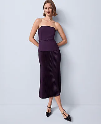 Ann Taylor Petite Crepe Pleated Midi Dress sold by Ann Taylor product image thumbnail 3