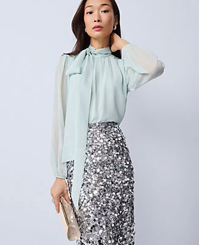 Ann Taylor Petite Tie Neck Blouse sold by Ann Taylor