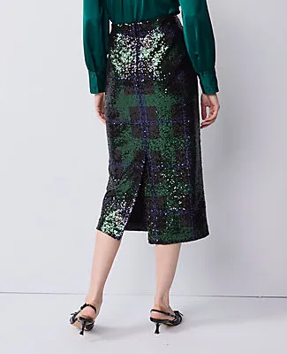 Ann Taylor Sequin Plaid Column Midi Skirt sold by Ann Taylor product image thumbnail 3