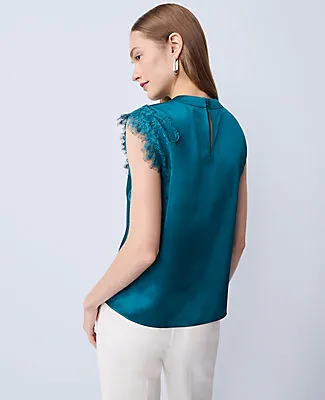 Ann Taylor Petite Lace Trimmed Satin Top sold by Ann Taylor product image thumbnail 2