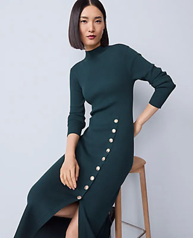Ann Taylor Ribbed Button Sweater Dress sold by Ann Taylor