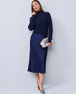 Ann Taylor Satin Bias Midi Slip Skirt sold by Ann Taylor