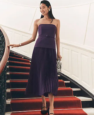 Ann Taylor Petite Crepe Pleated Midi Dress sold by Ann Taylor product image thumbnail 4